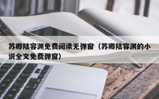 苏卿陆容渊免费阅读无弹窗（苏卿陆容渊的小说全文免费弹窗）