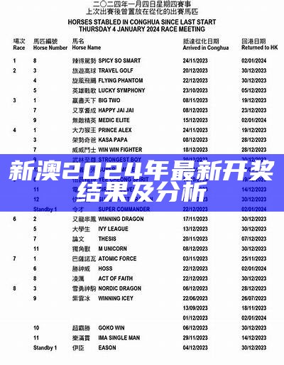 新澳2024年最新开奖结果及分析