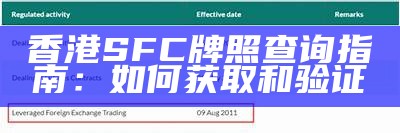 香港SFC牌照查询指南：如何获取和验证