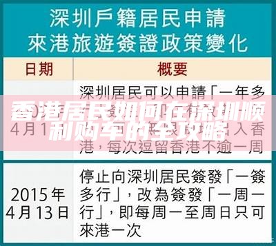 香港居民如何在深圳顺利购车的全攻略